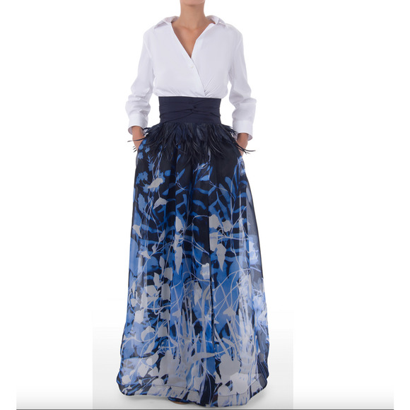 Sara Roka Jinny Long Dress Gown in Indigo 44 US 8 - Picture 1 of 4